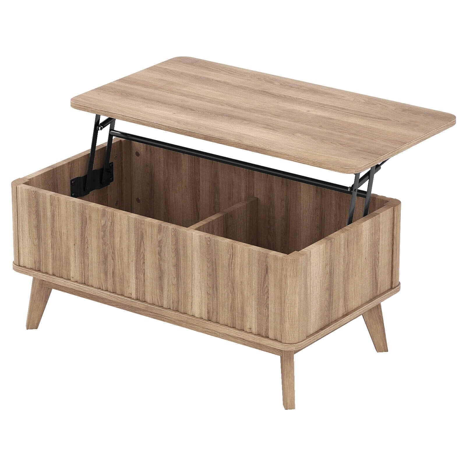 Gymax 35.5 Fluted Lift Top Coffee Table W Lift Tabletop Hidden