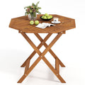 Gymax 35.5 Solid Wood Patio Dining Table W 1.97 Umbrella Hole