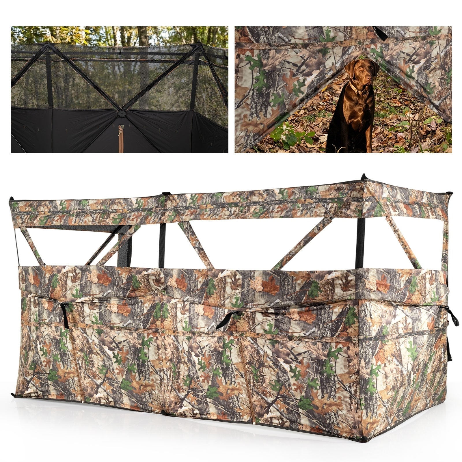Gymax 360 Degree One Way See Through Hunting Blind Panel W Dog Door