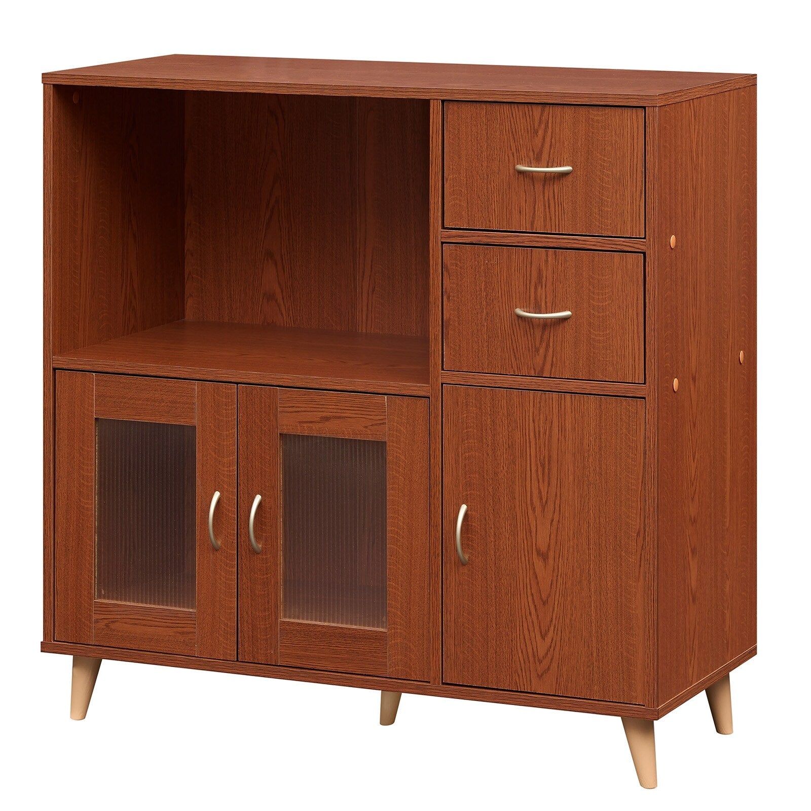 Gymax 36 Sideboard Buffet Cabinet W Open Compartment 2 Drawers 3