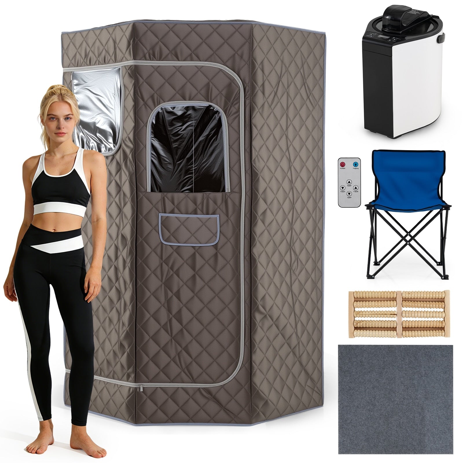 Gymax 3L Portable Steam Sauna Fast Heat Pentagon Large Size Sauna Box