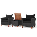Gymax 3Pcs Patio Rattan Conversation Set Outdoor Furniture Set W
