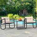 Gymax 3Pcs Rattan Rocking Chair Table Set Patio Furniture Set W