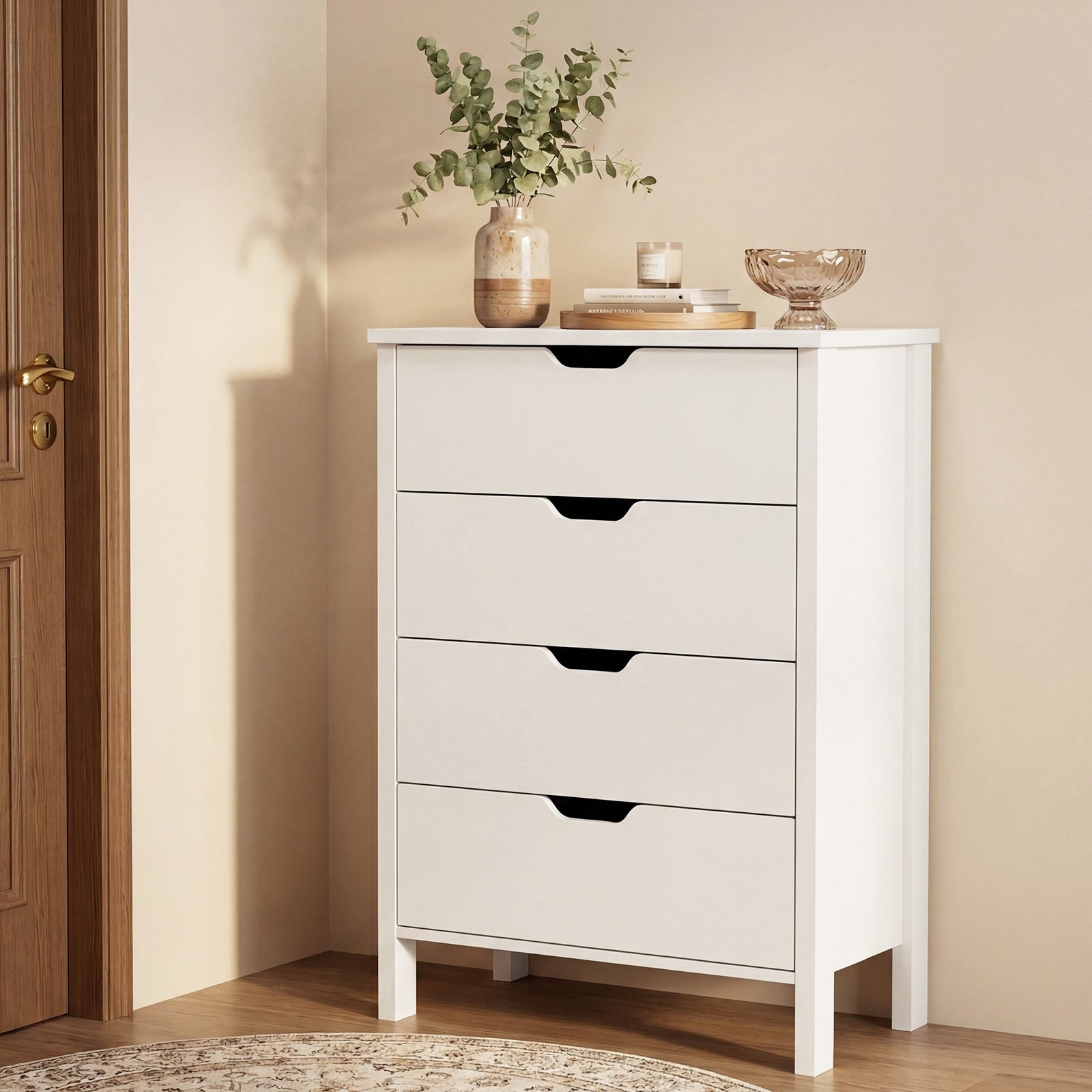 Gymax 4 Drawer Dresser Nightstand W Handles Anti Tipping Kits Deep