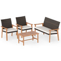 Gymax 4 Pcs Patio Furniture Set W Acacia Wood Coffee Table Soft