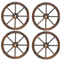 Gymax 4 Pcs Rustic 24 Wood Wagon Wheels Carbonized Solid Fir Wood