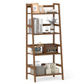 Gymax 4 Tier Bamboo Ladder Shelf Plant Display Stand Rack Bookshelf
