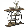 Gymax 4 Tier Console Table W Storage Shelves Circle Base Accent Behind