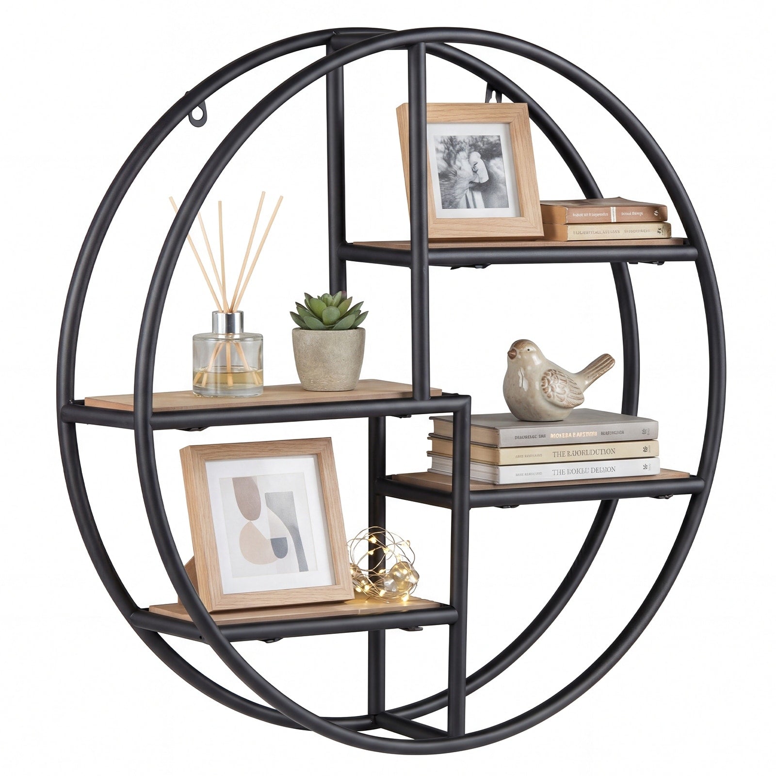 Gymax 4 Tier Floating Shelf Modern Geometric Hanging Storage Organizer