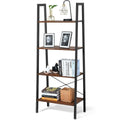 Gymax 4 Tier Ladder Shelf Ladder Bookcase Bookshelf Display Rack Plant Stand Wood