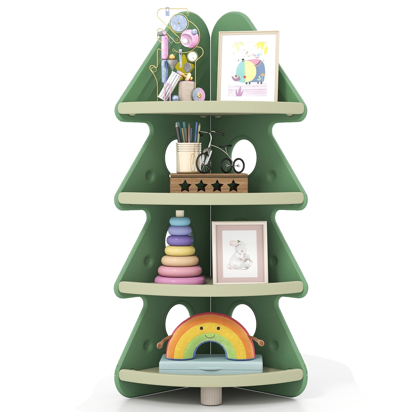 Gymax 4 Tier Tree Bookshelf W Star Stickers For Kids Room Playroom