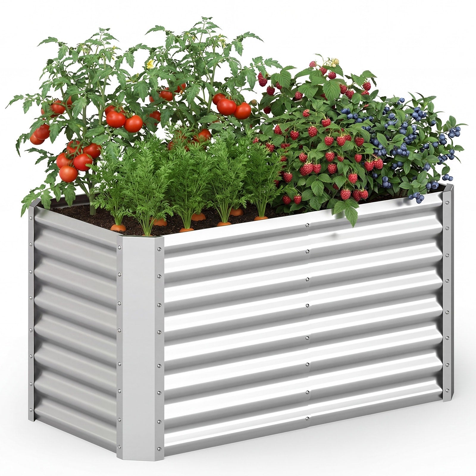 Gymax 4 X 2 X 2Ft Galvanized Raised Garden Bed W Open Ended Base For
