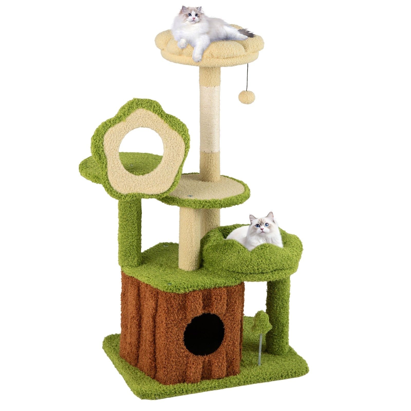 Gymax 40 Cat Tree Tower W Perch Condo Platforms Hanging Toy Spring Green Brown
