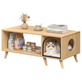 Gymax 40 Coffee Table W Cat House 2 In 1 Farmhouse Cat Furniture