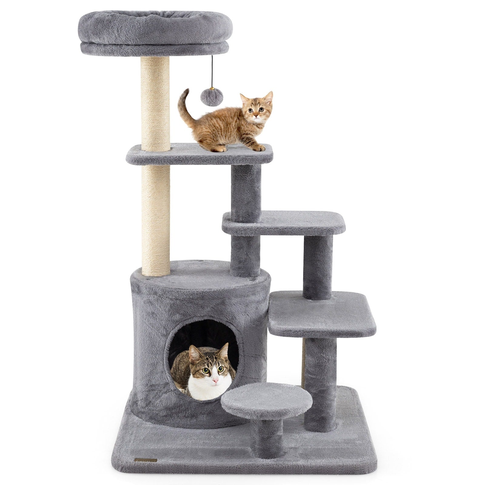 Gymax 40 Multi Level Cat Tower W Condo Padded Perch Bed Sisal