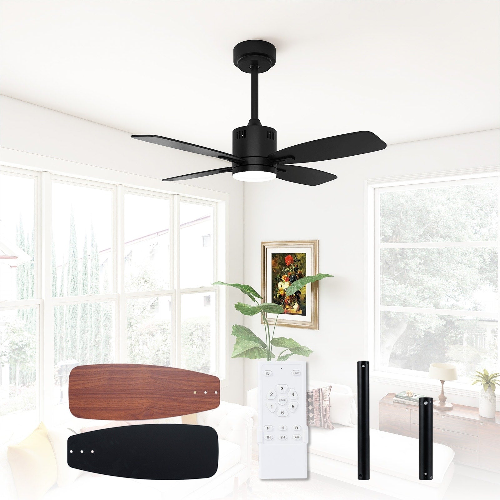 Gymax 42 Ceiling Fan W Light Remote 3Cct Led W Memory 4H Timer