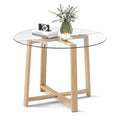 Gymax 42 Round Glass Dining Table W 0.3 Tempered Glass Tabletop