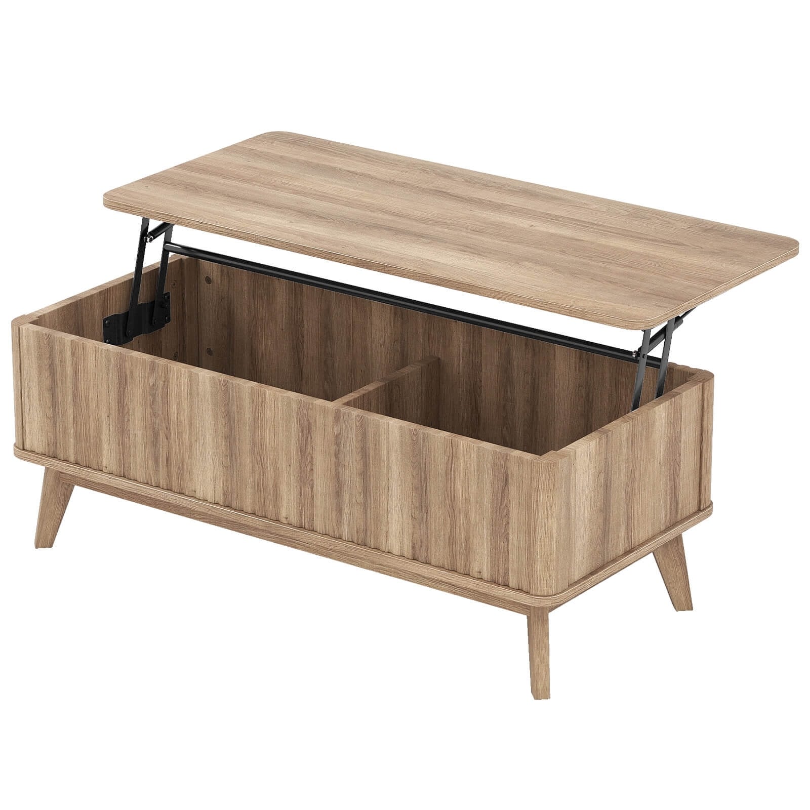 Gymax 43.5 Fluted Lift Top Coffee Table W Lift Tabletop Hidden