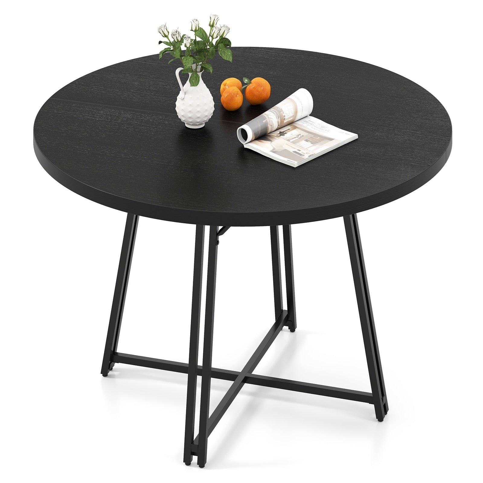 Gymax 47 Inch Dining Table W 8 Metal Supporting Legs Cross Base For