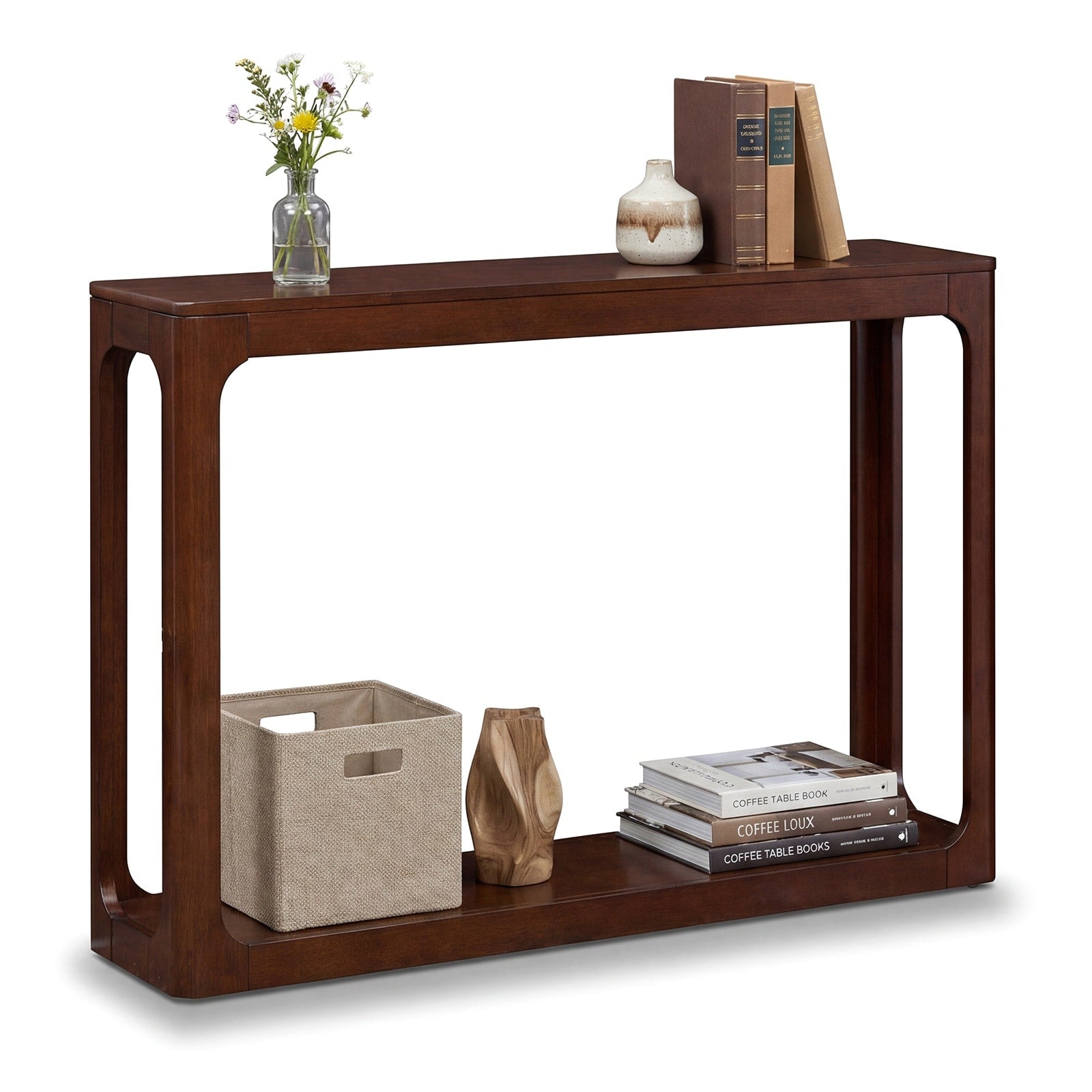 Gymax 47 2 Tier Mid Century Entryway Table W Storage Shelf Solid