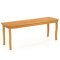 Gymax 47 Long Patio Dining Bench W Slatted Seat Backless Wooden