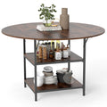 Gymax 47 Round Dining Table For W 2 Tier Storage Shelves