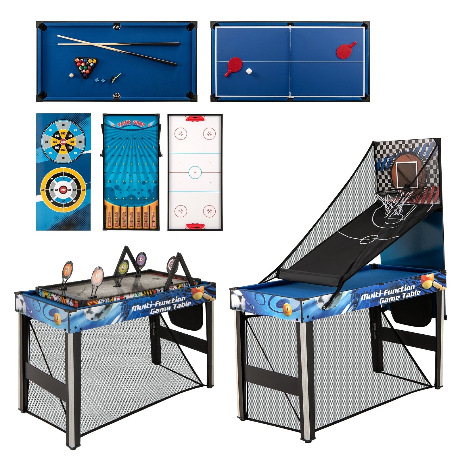 Gymax 48 10 In 1 Multi Game Table W Billiard Table Tennis Hockey