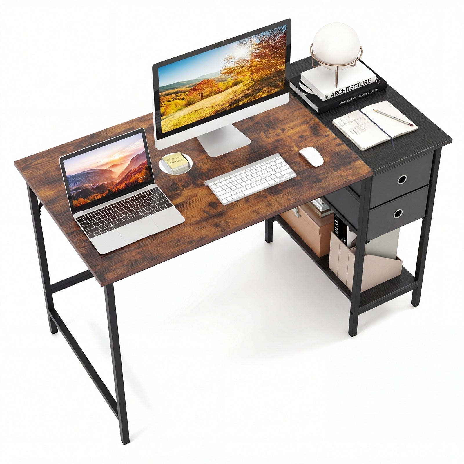 Gymax 48 Home Office Desk W Storage Headphone Hook Shelf 2