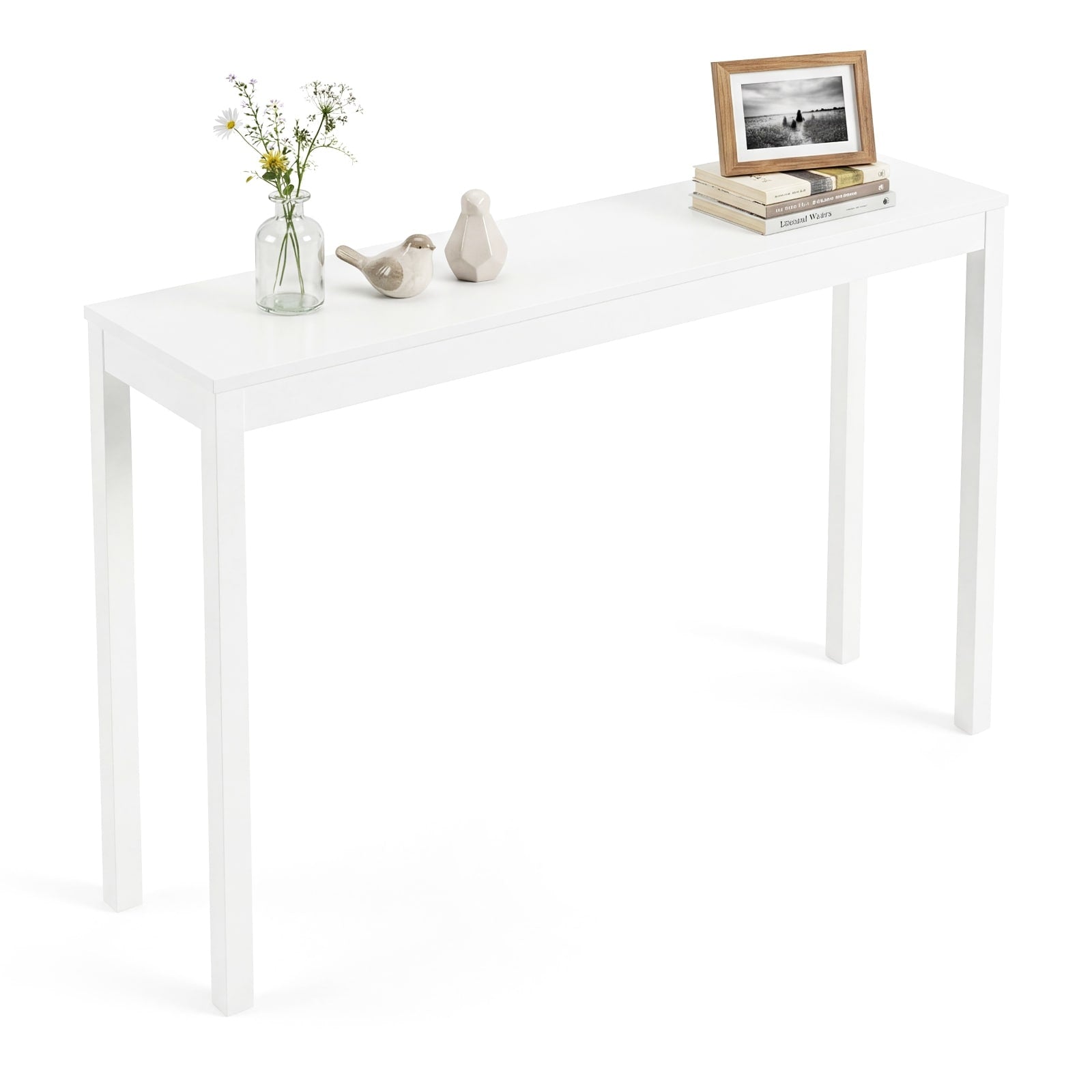 Gymax 48 Modern Farmhouse Sofa Table W Thickened Top Solid Wood