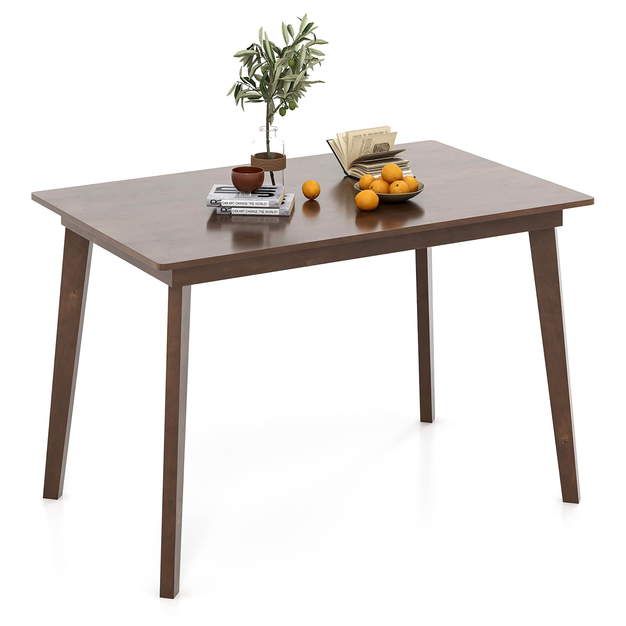 Gymax 48 Wooden Dining Table For 4 People W Rubber Wood Legs For