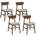 Gymax 4Pcs Dining Chairs W Curved Backrest Linen Fabric Upholstered