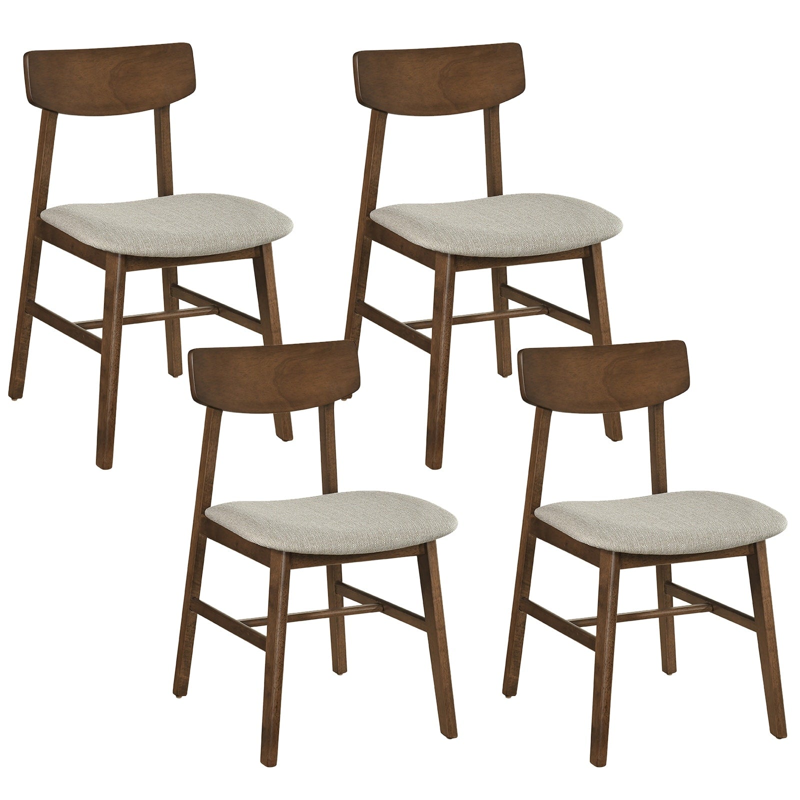 Gymax 4Pcs Dining Chairs W Curved Backrest Linen Fabric Upholstered