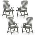 Gymax 4Pcs Foldable Patio Chair W Armrest Curved Back Slatted Seat For