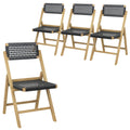 Gymax 4Pcs Folding Chairs W Woven Rope Seat High Back Indonesia