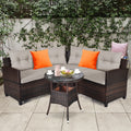 Gymax 4Pcs Patio Furniture Set Outdoor Rattan Sectional W Cushioned