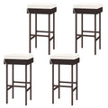 Gymax 4Pcs Rattan Barstools Patio Wicker Bar Height Chairs W Footrest