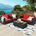 Gymax 4Pcs Rattan Patio Conversation Set Outdoor Furniture Set W See Details
