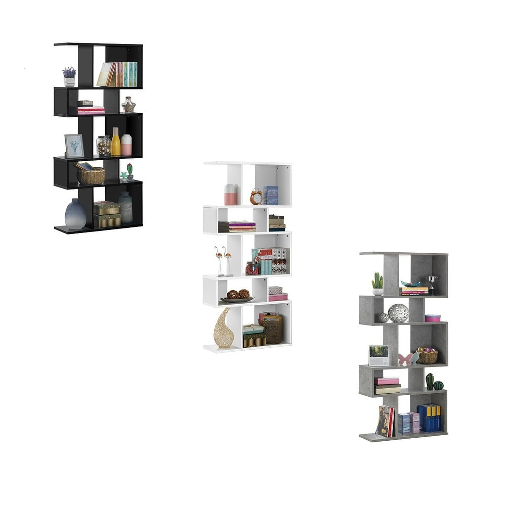 Gymax 5 Cubes Ladder Shelf Freestanding Corner Bookshelf Display Rack Bookcase