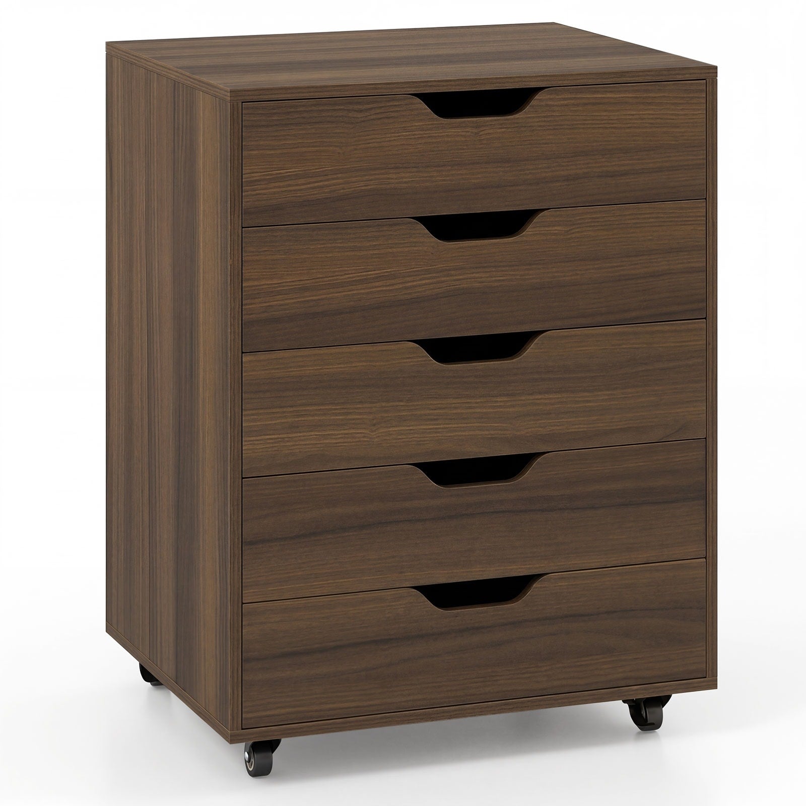 Gymax 5 Drawer Chest Mobile File Cabinet W Drawers Wooden Storage
