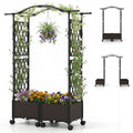 Gymax 5 Ft Self Watering Planter Boxes W Lattice Trellis Roof