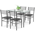 Gymax 5 Pc Dining Set Glass Top Table And 4 Chairs Kitchen Room