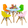Gymax 5 Pc Kids Colorful Round Table Chair Set W 4 Armless Chairs Blue Green Pink Yellow Orange