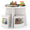 Gymax 5 Pc Kids Table Chair Set W Writable Blackboard Storage Stools