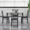 Gymax 5 Piece Dining Set Glass Top Table 4 Upholstered Chairs See Details