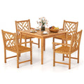 Gymax 5 Pieces Patio Dining Table Set W 4 Chairs Slatted Tabletop