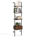 Gymax 5 Tier Bookshelf W Drawer 70 Wall Mount Ladder Bookcase W