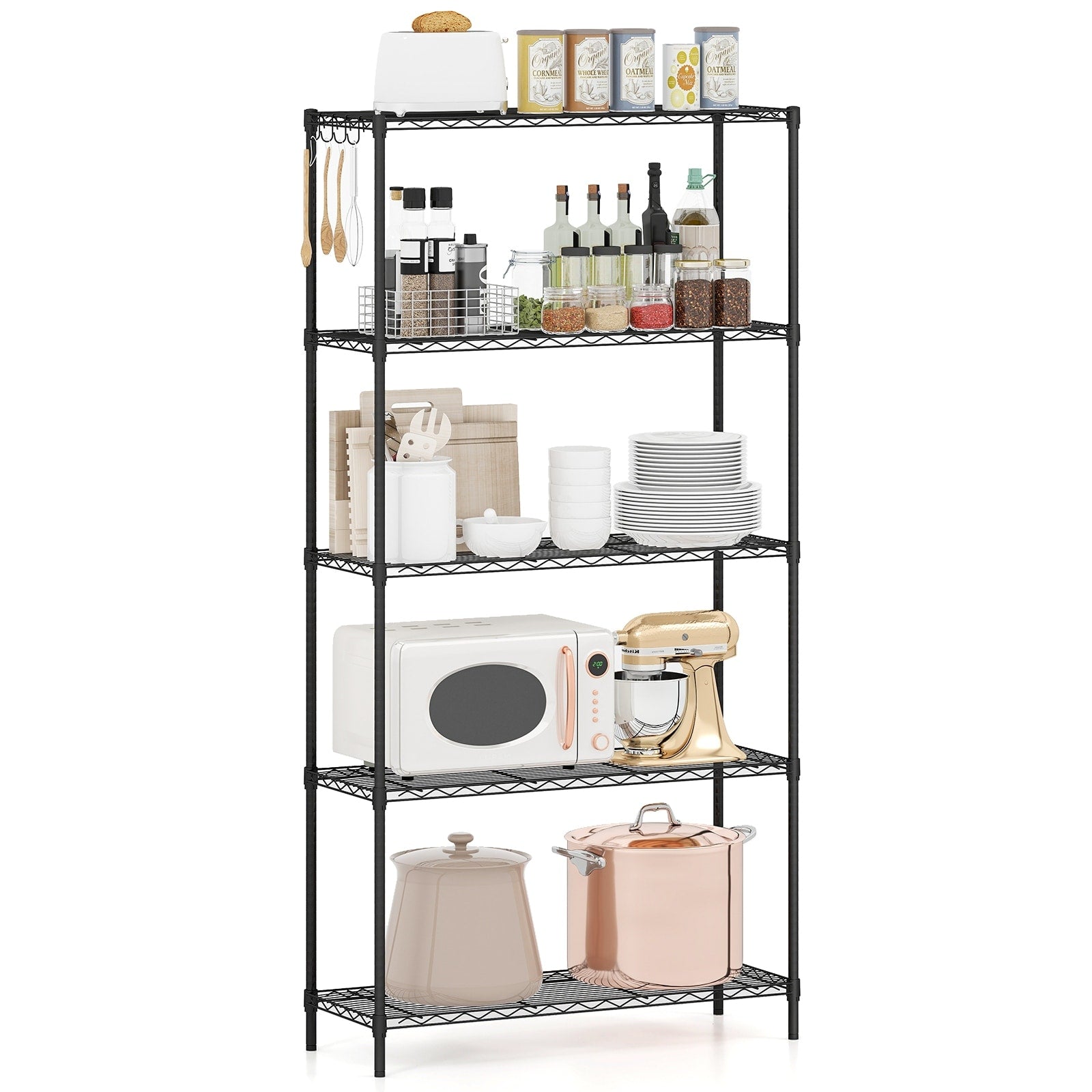 Gymax 5 Tier Metal Storage Shelving Unit W V Shaped Wire Rack For Home