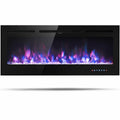 Gymax 50 Electric Fireplace Recessed And Wall Mounted 750W 1500W W Multicolor Flame