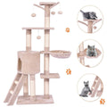 Gymax 56 Cat Tree Kitten Pet Play House Furniture Condo Scratching Posts Ladder Beige