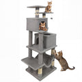 Gymax 57 Cat Tree For Indoor Cats W Dual Condos Hammock Sisal Light Grey
